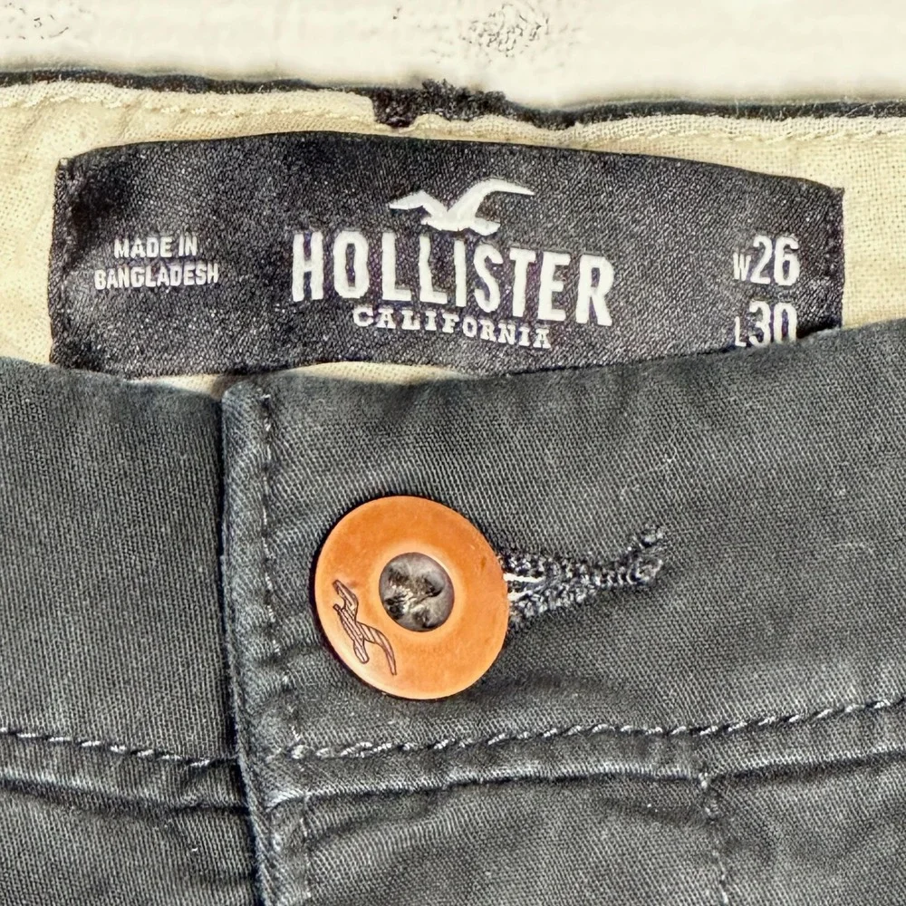Hollister Epic Flex Slim‎ Straight Chino Pants Mens Black 26x30 Cotton Stretch